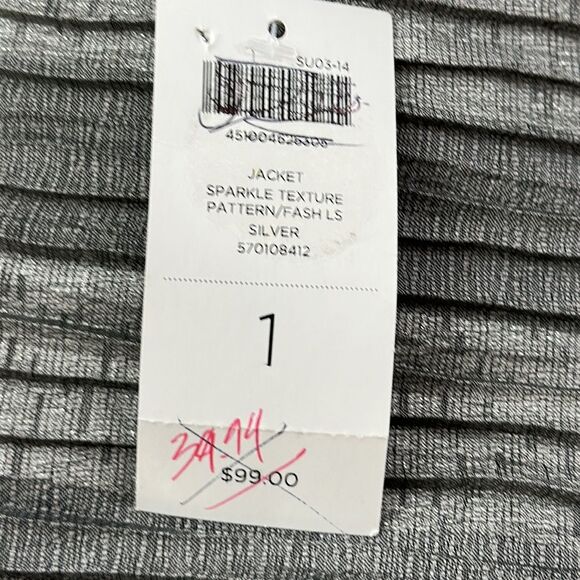 Chico's Jacket Size 1 (8) Silver Sparkle Open Front NWT - Picture 11 of 13